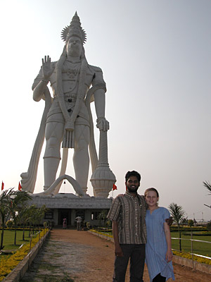 Sandeep & Freya in front of the Hanuman Statue