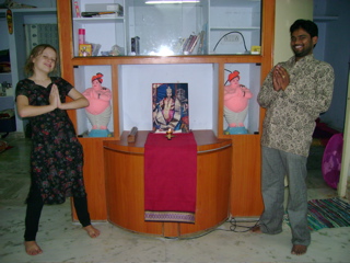 Freya & Sandeep hamming it up in the new apartment